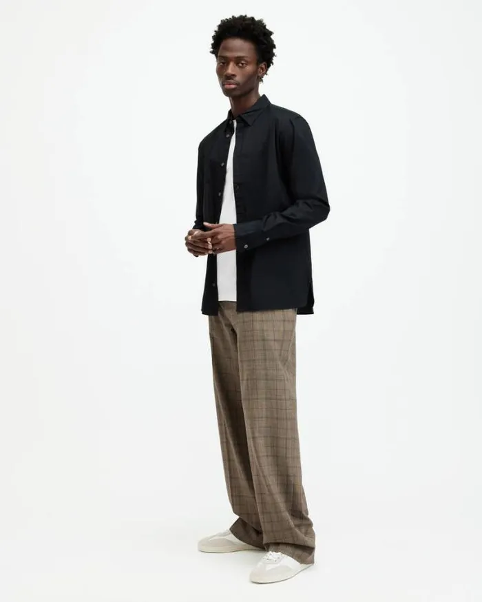 Hawthorne Ramskull Stretch Fit Shirt Black Men AllSaints Shirts