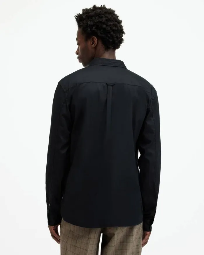 Hawthorne Ramskull Stretch Fit Shirt Black Men AllSaints Shirts