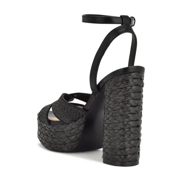Hayya Woven Platform Sandals Black Women Nine West Heeled Hayya Woven Platform Sandals Black Women Nine West Heeled