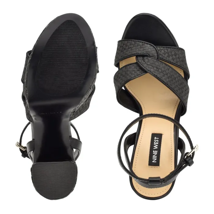 Hayya Woven Platform Sandals Black Women Nine West Heeled Hayya Woven Platform Sandals Black Women Nine West Heeled