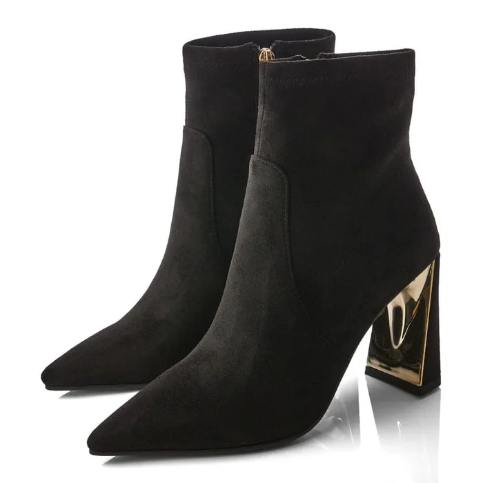 Heeled And Wedge Boots Women Moda In Pelle Lemmie Black Alcantara