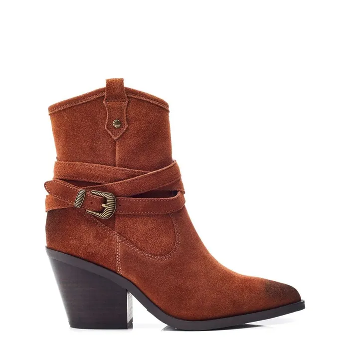 Heeled And Wedge Boots Women Moda In Pelle Malatrex Dark Tan Suede