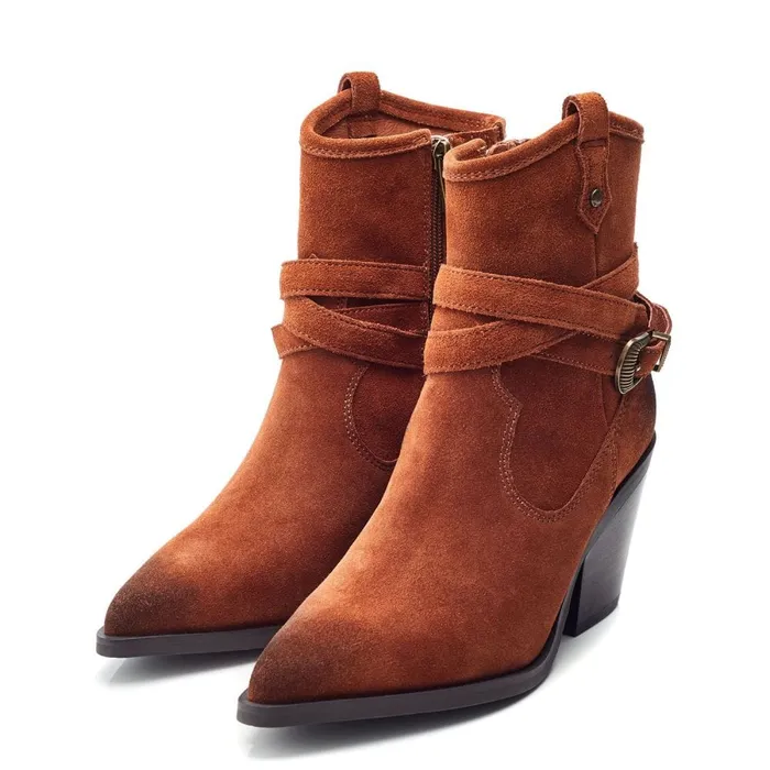 Heeled And Wedge Boots Women Moda In Pelle Malatrex Dark Tan Suede
