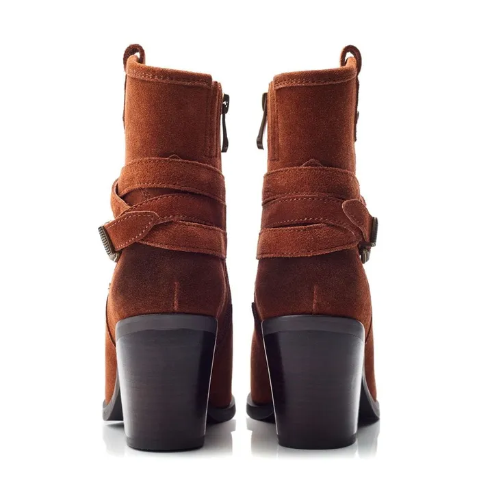 Heeled And Wedge Boots Women Moda In Pelle Malatrex Dark Tan Suede