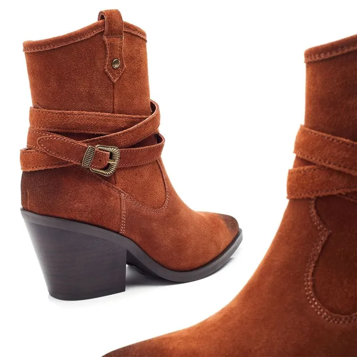 Heeled And Wedge Boots Women Moda In Pelle Malatrex Dark Tan Suede