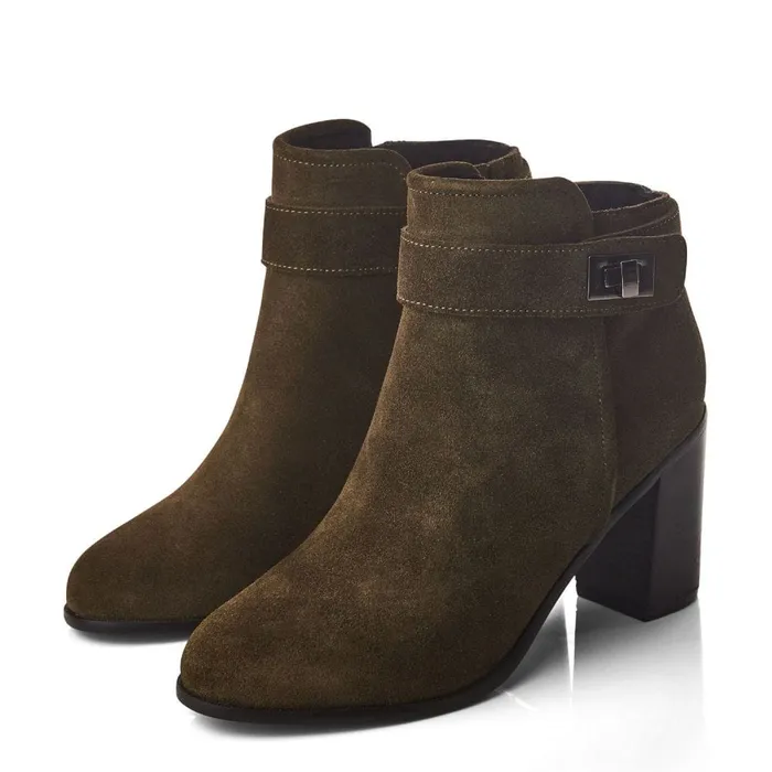 Heeled And Wedge Boots Women Moda In Pelle Maricella Khaki Suede
