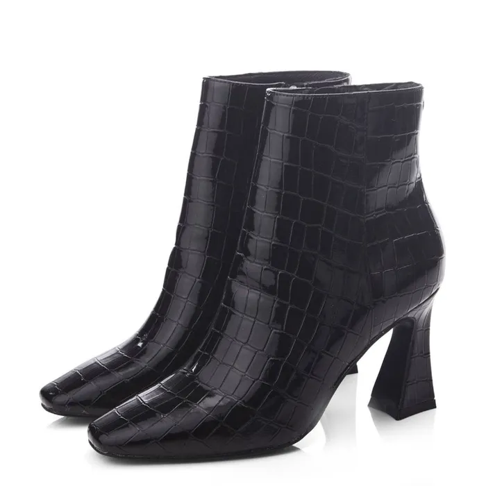Heeled And Wedge Boots Women Moda In Pelle Milley Black Patent
