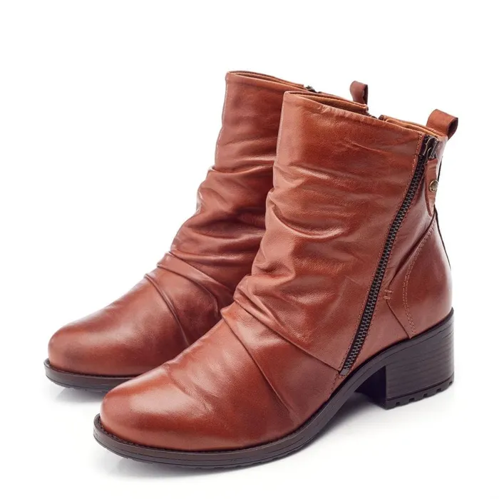 Heeled And Wedge Boots Women Moda In Pelle Onika Tan Leather