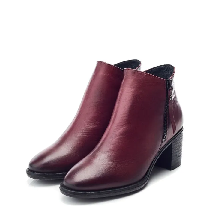 Heeled And Wedge Boots Women Moda In Pelle Orpie Burgundy Leather