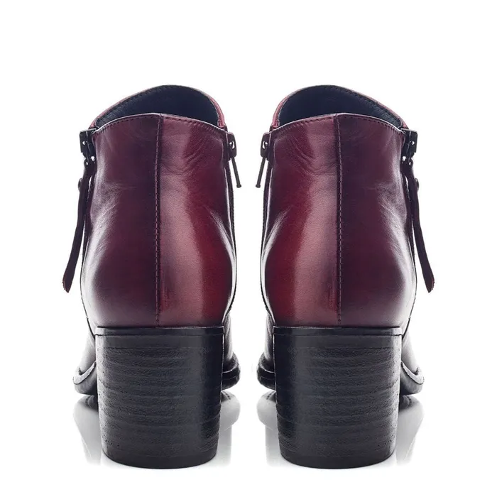 Heeled And Wedge Boots Women Moda In Pelle Orpie Burgundy Leather