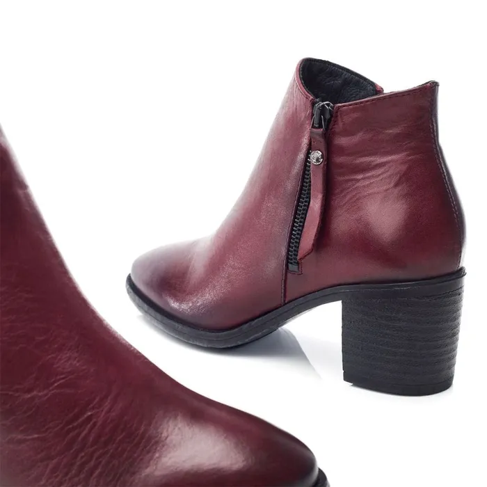 Heeled And Wedge Boots Women Moda In Pelle Orpie Burgundy Leather