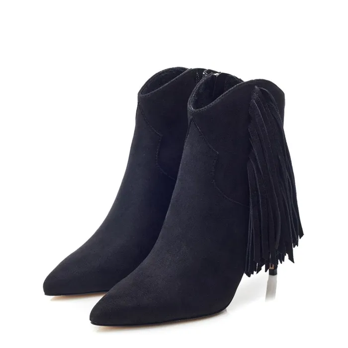 Heeled And Wedge Boots Women Moda In Pelle Qianna Black Alcantara