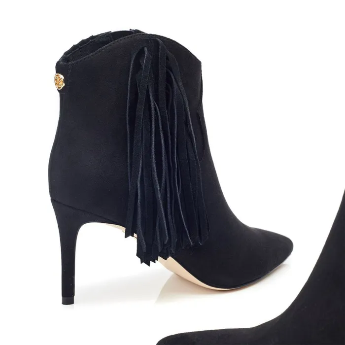 Heeled And Wedge Boots Women Moda In Pelle Qianna Black Alcantara