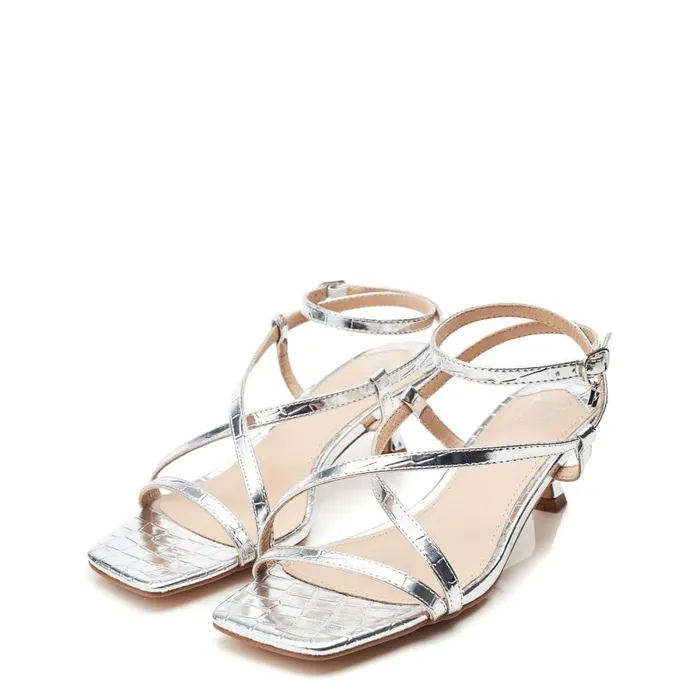 Heeled Sandals Women Moda In Pelle Lisabeth Silver Porvair