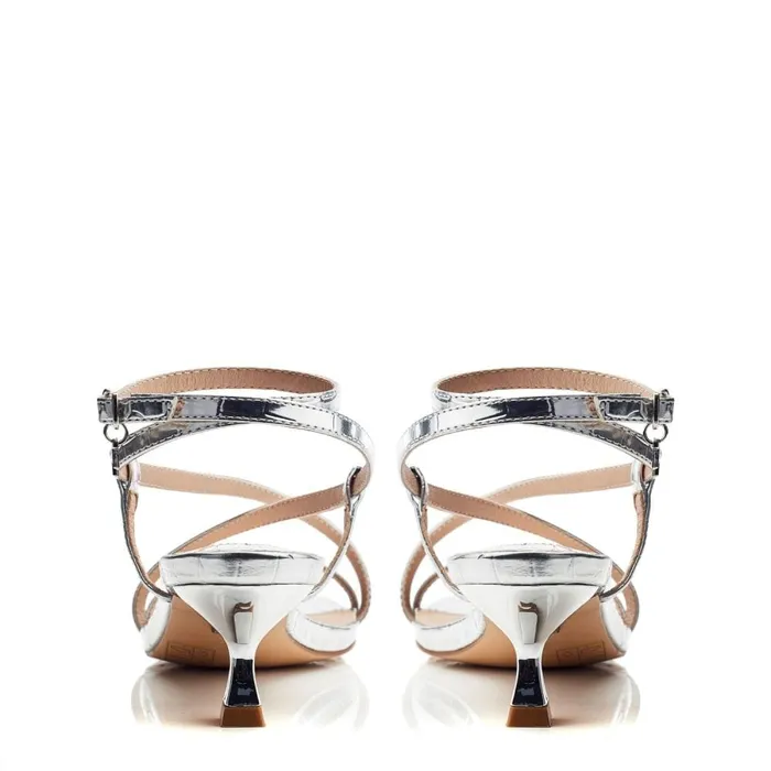 Heeled Sandals Women Moda In Pelle Lisabeth Silver Porvair