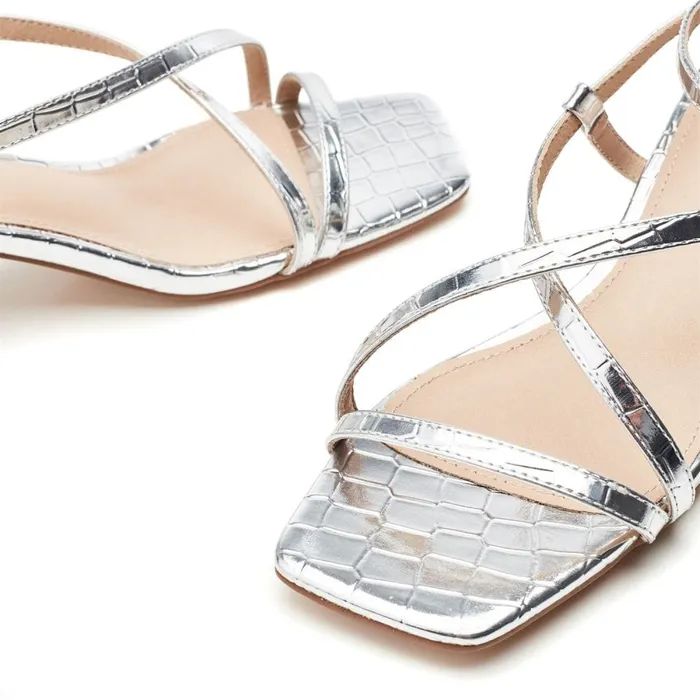 Heeled Sandals Women Moda In Pelle Lisabeth Silver Porvair
