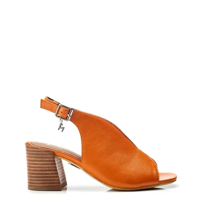 Heeled Sandals Women Moda In Pelle Lonnia Orange Leather