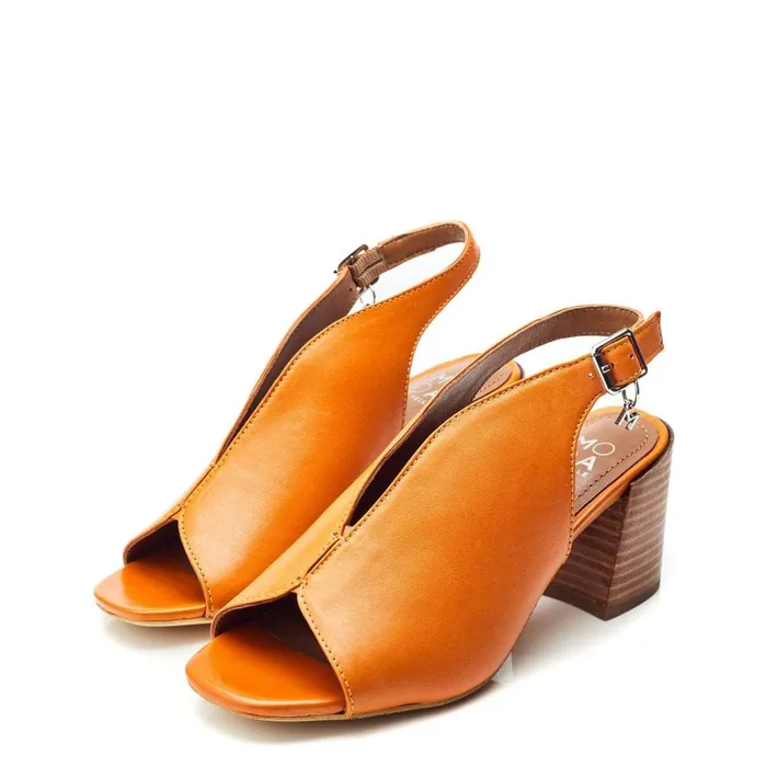 Heeled Sandals Women Moda In Pelle Lonnia Orange Leather