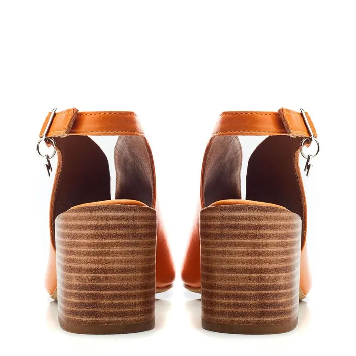 Heeled Sandals Women Moda In Pelle Lonnia Orange Leather