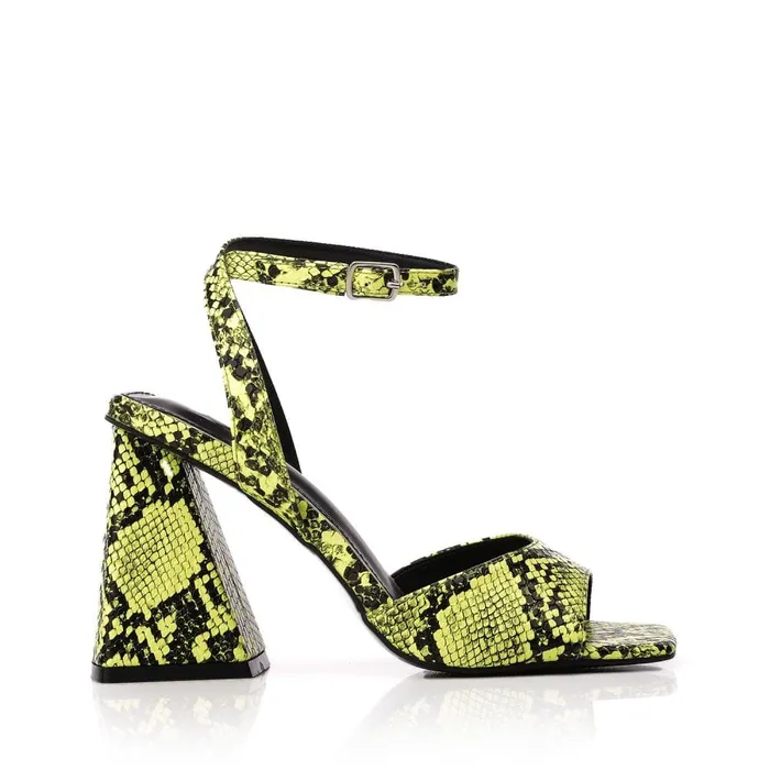 Heeled Sandals Women Moda In Pelle M By Moda Maizie Yellow Snake Print