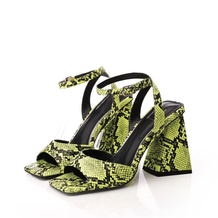Heeled Sandals Women Moda In Pelle M By Moda Maizie Yellow Snake Print