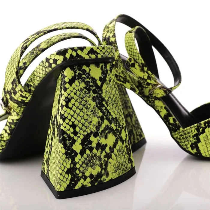 Heeled Sandals Women Moda In Pelle M By Moda Maizie Yellow Snake Print