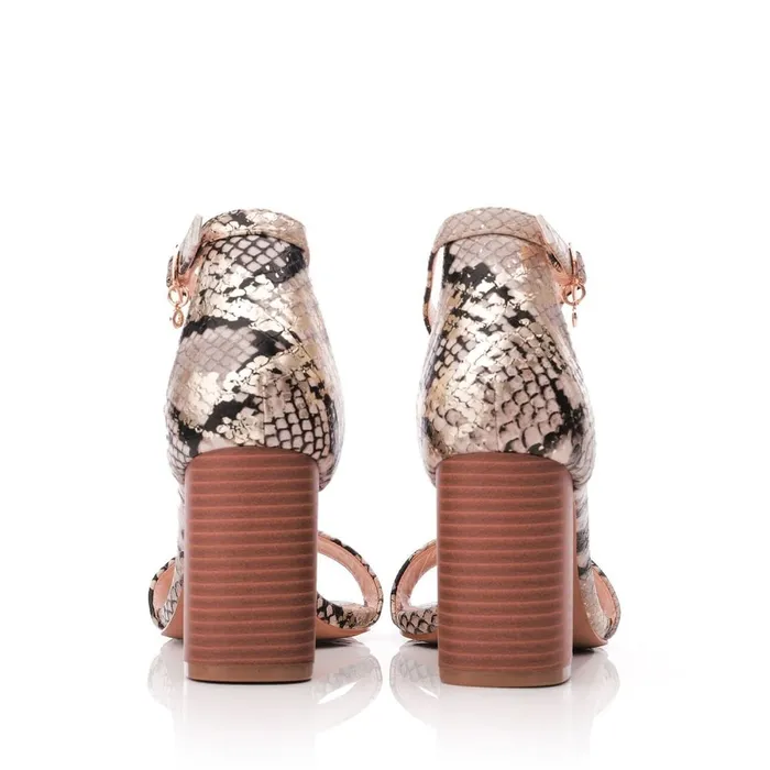 Heeled Sandals Women Moda In Pelle Meesha Off White Snake Print