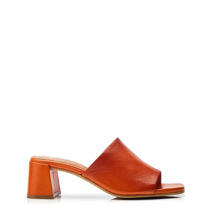 Heeled Sandals Women Moda In Pelle Mikia Orange Leather