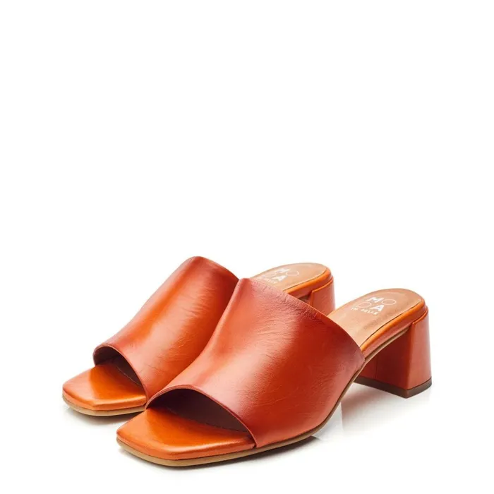 Heeled Sandals Women Moda In Pelle Mikia Orange Leather