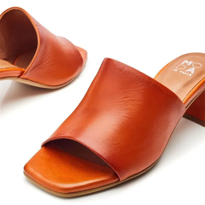 Heeled Sandals Women Moda In Pelle Mikia Orange Leather