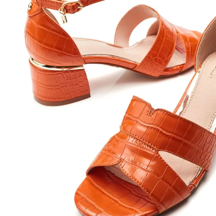 Heeled Sandals Women Moda In Pelle Nafiah Orange Porvair