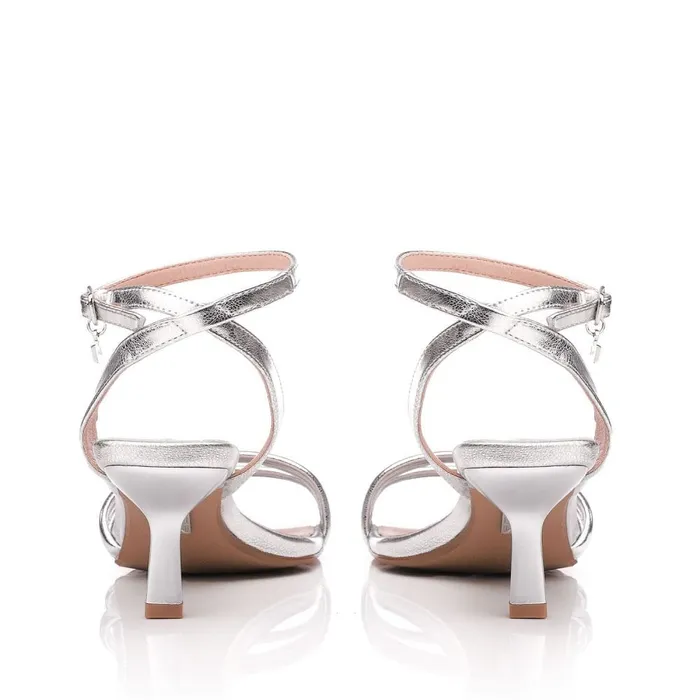 Heeled Sandals Women Moda In Pelle Rozalita Silver Porvair