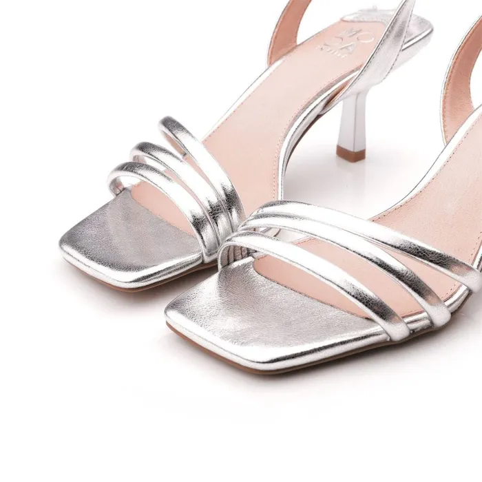 Heeled Sandals Women Moda In Pelle Rozalita Silver Porvair