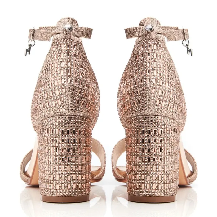 Heeled Sandals Women Moda In Pelle Rubiana Rose Gold Textile