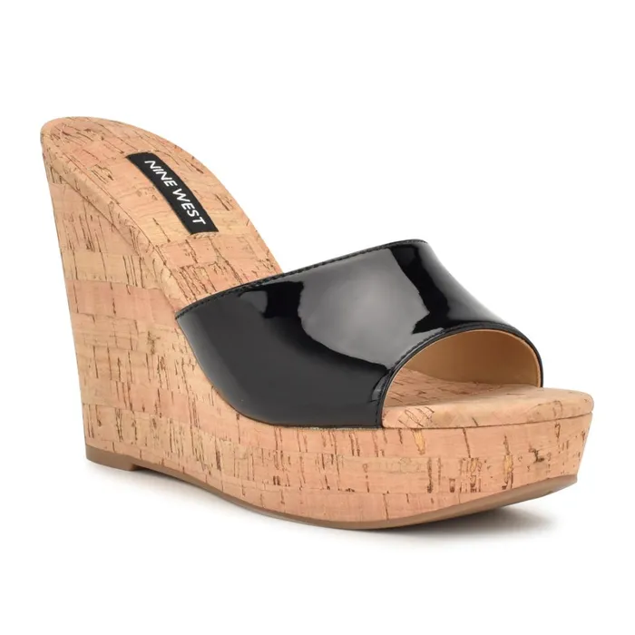 Herden Wedge Slide Sandals Black Women Nine West Dress Herden Wedge Slide Sandals Black Women Nine West Dress
