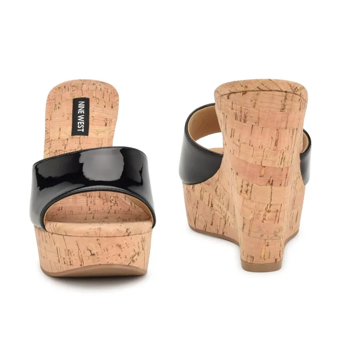 Herden Wedge Slide Sandals Black Women Nine West Dress Herden Wedge Slide Sandals Black Women Nine West Dress
