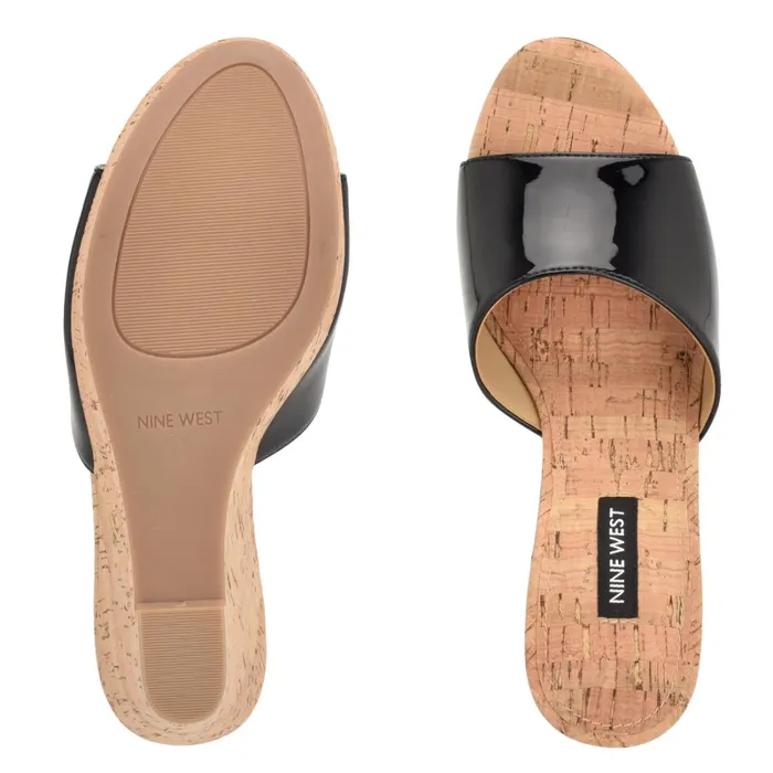 Herden Wedge Slide Sandals Black Women Nine West Dress Herden Wedge Slide Sandals Black Women Nine West Dress