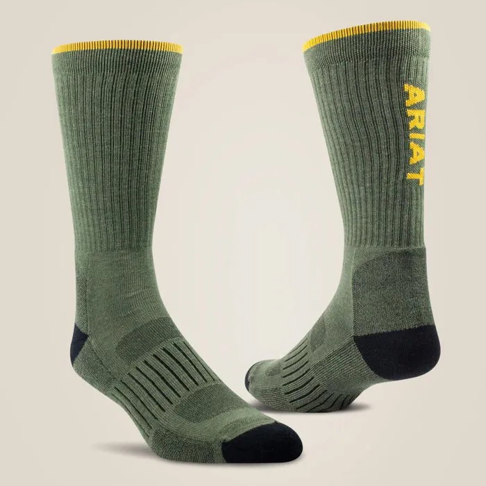 High Performance Tek Work Sock 2 Pair Pack Olive MenWomen Ariat Socks