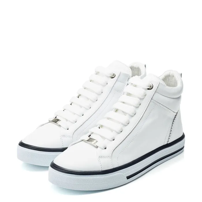 HighTop Trainers Women Moda In Pelle Blaize White Leather