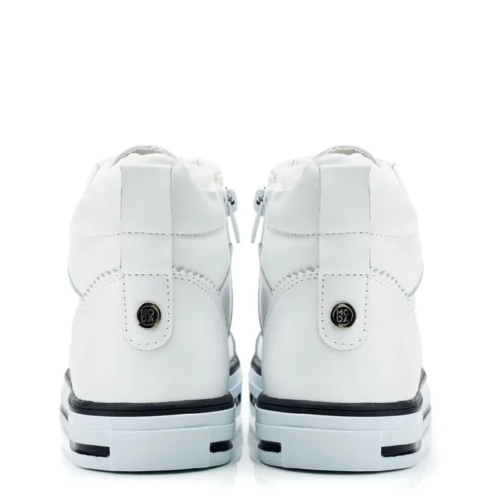 HighTop Trainers Women Moda In Pelle Blaize White Leather