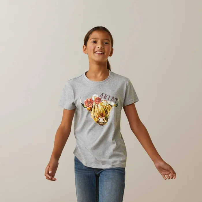 Highlander Rose Heather Grey Kids Ariat TShirts and Polos