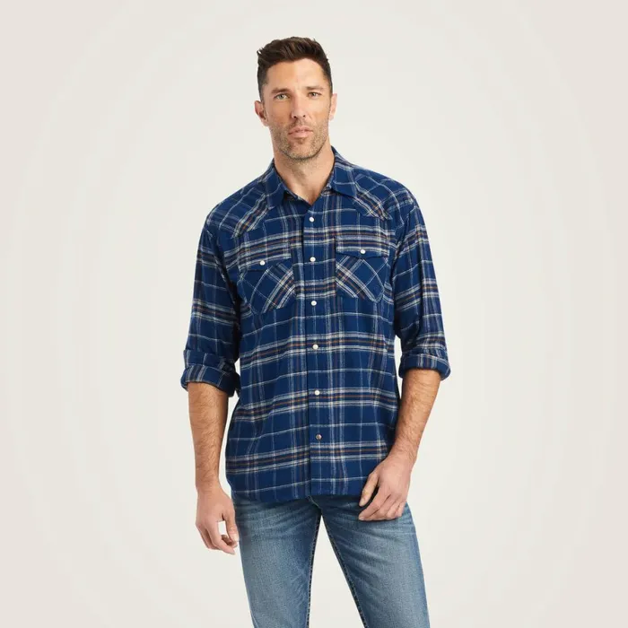 Holcombe Retro Fit Shirt Estate Blue Men Ariat Button Down Shirts
