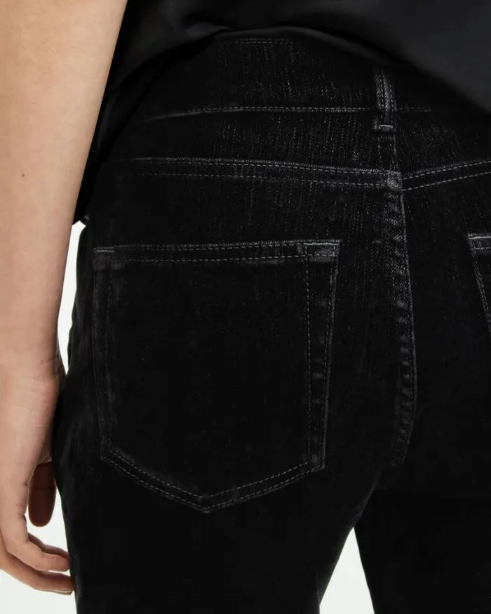 Hollis Slim Flocked Denim Bootcut Jeans Black Women AllSaints Jeans