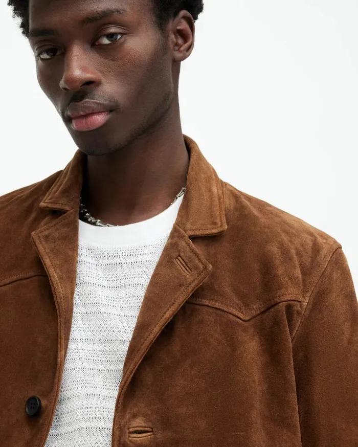 Hornett Vintage Washed Suede Blazer Tan Brown Men AllSaints Jackets and Coats Hornett Vintage Washed Suede Blazer Tan Brown Men AllSaints Jackets and Coats