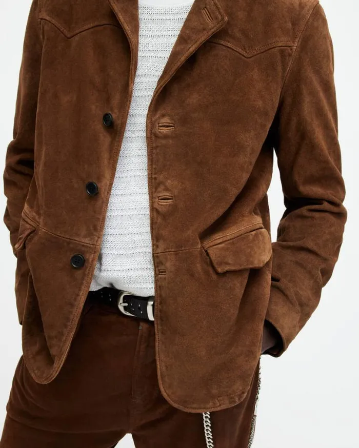 Hornett Vintage Washed Suede Blazer Tan Brown Men AllSaints Jackets and Coats Hornett Vintage Washed Suede Blazer Tan Brown Men AllSaints Jackets and Coats