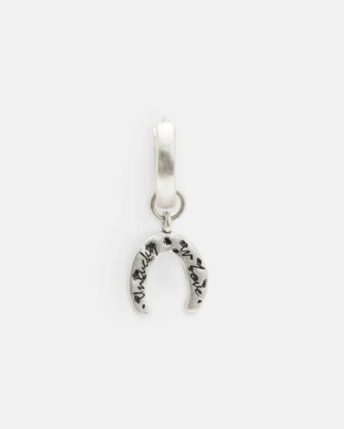 Horseshoe Sterling Silver Hoop Earring Warm Silver Men AllSaints Accessories