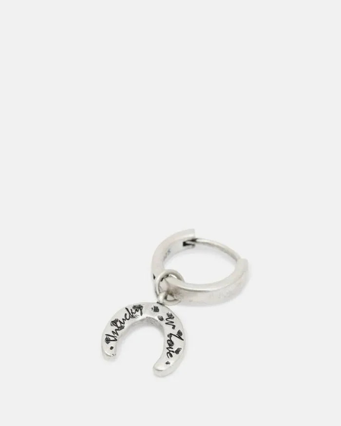 Horseshoe Sterling Silver Hoop Earring Warm Silver Men AllSaints Accessories