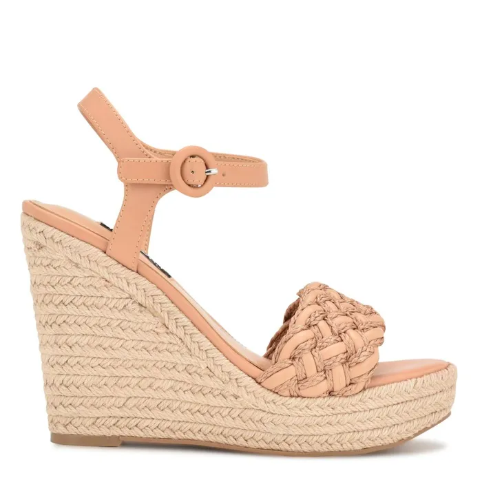 Hosana Espadrille Wedge Sandals Dark Blush Women Nine West High Heels