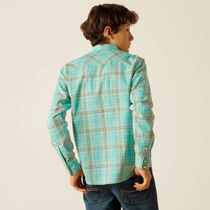 Hudsyn Retro Fit Shirt Blue Turquoise Kids Ariat Button Down Shirts Hudsyn Retro Fit Shirt Blue Turquoise Kids Ariat Button Down Shirts