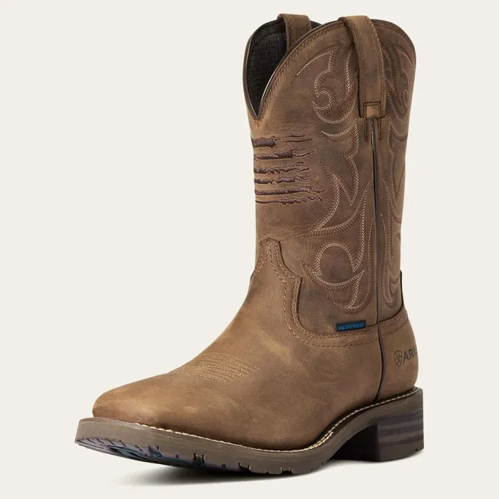 Hybrid Patriot Waterproof Western Boot Distressed Brown Men Ariat Western Boots